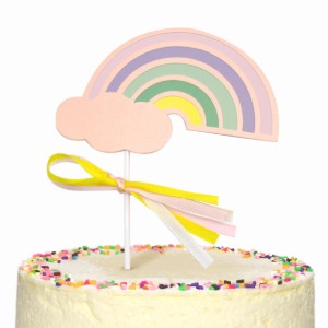 무지개 구름 케이크 토퍼-핑크