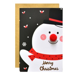 레드 폼폼코 카드(눈사람)